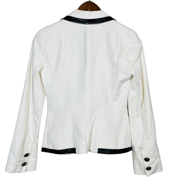 Bebe Y2K Blazer Winter White Black Trim Tuxedo Jacket - 00 - Picture 4 of 7